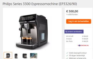 Philips 3300 Series EP3326/90 Volautomaat voor €300 + 4.000 ING punten