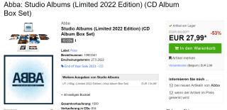 Abba Studio Albums (Limited 2022 Edition) 10 CD set voor €27,99