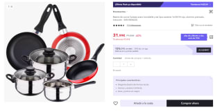 Set San Ignacio Batería de cocina 5 piezas acero inoxidable y set 3 sartenes por 22.4€