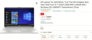 HP 15s-fq2331nd 15.6" laptop voor €349 bij Amazon