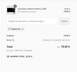 Mellerware Convector eléctrico Warmy 2000 por 79,99€