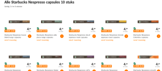 Alle Starbucks Nespresso capsules 10 stuks- 4 stuks voor €10 bij de AH