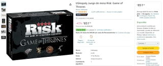 USAopoly Juego de mesa Risk: Game of Thrones por $851 en Amazon
