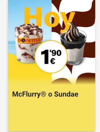 Oferta semanal MCFlurrry o sundae por 1,90€