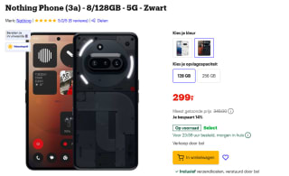 Nothing Phone (3a) 128GB Zwart voor €299 bij Bol