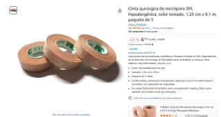 3 rollos de cinta quirúrgica de microporo 3M por 6,78€
