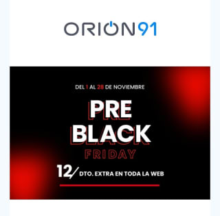 -12% de Dto Pre Black Friday en Orion91.