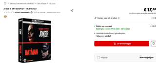 Joker + The Batman (4K Ultra HD Blu-ray) voor €17,50 bij de Mediamarkt in België