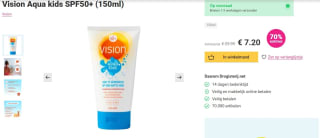Vision Aqua kids SPF50+ (150ml) voor €7,20 bij Drogisterij