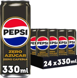 24 latas Pepsi zero sin cafeína Refresco de cola con cero azúcar y cero calorías de 330 ml por 10,34€