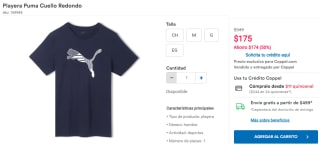 Playera Puma Cuello Redondo por $175 en Coppel