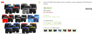 15-pack TASTIQ heren boxershorts - voor €30,50 bij Outlet46