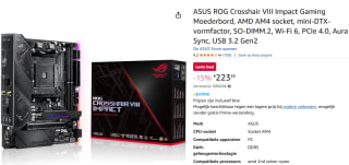 ASUS ROG Crosshair VIII Impact Gaming moederbord Sockel AM4 voor €213,48 dmv code bij Amazon
