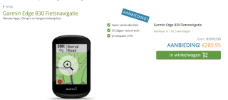 Garmin Edge 830 Fietscomputer voor €289,95 bij Vanbon-sport