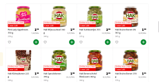 Alle HAK in pot 370 ml, pak of stazak 1+1 gratis bij de Jumbo