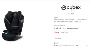 Silla de coche Cybex Solution S2 i-Fix i-Size por 100€