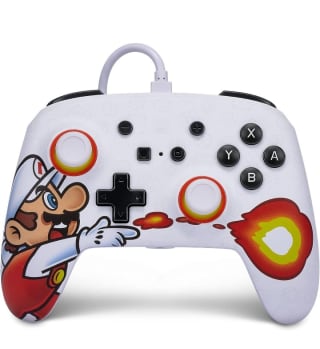 Mando con cable mejorado PowerA para Nintendo Switch Fireball Mario por 19,99€.