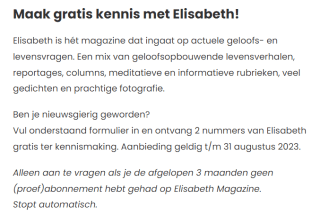 Gratis 2x Elisabeth Magazine