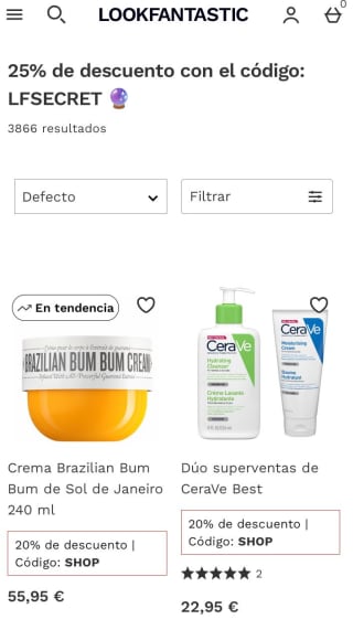 -25% dto en seleccionados desde lookfantastic