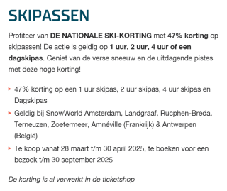 47% korting op wintersport activiteiten bij SnowWorld