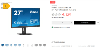 Iiyama ProLite XUB2792HSC-B5 27" monitor voor €129 via Dustinhome