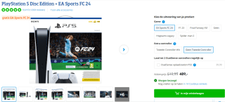 PlayStation 5 - Disc edition - EA Sports FC 24 Bundel - Downloadcode voor €489,99 bj Coolblue