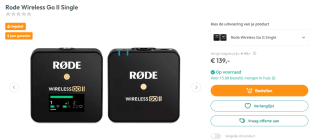 Rode draadloos GO II Single draadloos microfoonsysteem voor €139 bij Art & Craft