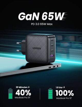 UGREEN GaN 65W Quad USB C Charger voor €29,98 bij Amazon