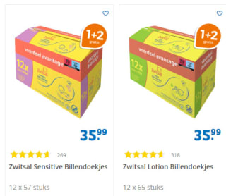 Zwitsal babydoekjes 1+2 gratis bij Trekpleister