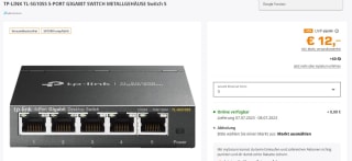 TP-LINK TL-SG105S voor €12 bij Saturn in Duitsland