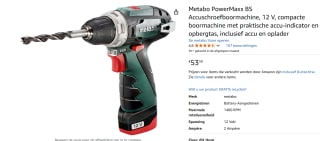 Metabo Boorschroefmachine Powermaxx BS 1x2Ah met LC40 oplader voor €54,59 bij Amazon