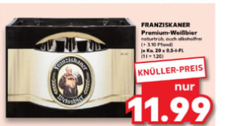 Kratje Franziskaner Weissbier voor €11,99 bij Kaufland in Duitsland
