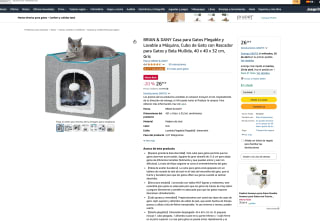 Casa para gatos plegable BRIAN & DANY lavable con rascador y bola por solo 26,39€