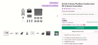 DJI Air 3 Fly More Combo + Smart Controller 2 voor €1.329 na cashback bij CameraNU