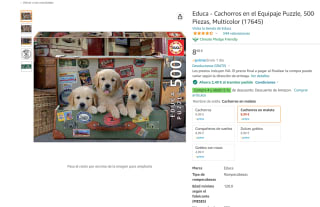 Puzle marca Educa de 500 piezas Cachorros en el Equipaje por 6,59€