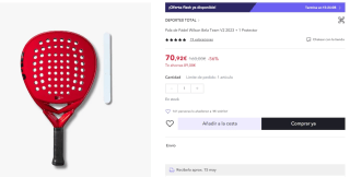 Pala de Pádel Wilson Bela Team V2 2023 + 1 Protector por 70,92€ (cuenta nueva 58,92€)