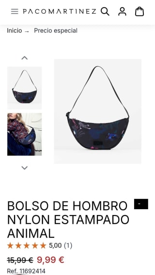 Bolso de hombro nylon estampado animal por 9,99€.