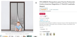 Mosquitera para Puerta Protección Contra Insectos Magnético por 9,99€