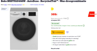 Beko B5DT510446W was-droogcombinatie voor €389 bij Bol