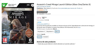 Juego Assassin's Creed Mirage Launch Edition (Xbox One/Series X) por 16,95€