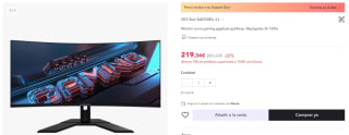 Monitor Gaming Gigabyte GS34WQC 34" 3440 X 1440 Pixeles Wide Quad HD LCD por 219,34€ (cuenta nueva por 207,34€)