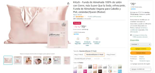 Funda de Almohada Kitsch 100% Satén Estándar por $70 en Amazon