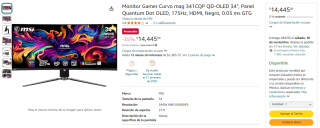 Monitor Curvo Mag 341CQP 34" por $14,445 | Descuento Amazon