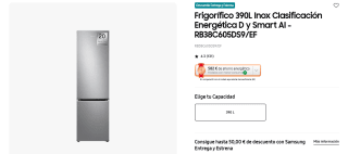 Frigorífico combi Samsung Smart RB38C605DS9/EF, No Frost, 203 cm, 390l, All Around Cooling por 457€