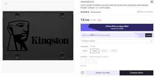 Kingston A400 SSD Disco duro sólido interno 2.5" SATA Rev 3.0, 240GB por 10.49€