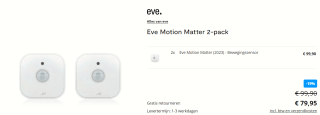 2-pack Eve Motion (Matter) - Slimme bewegingssensor met lichtsensor voor €74,95 bij tink