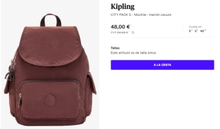 Mochila Kipling CITY PACK S por 48€