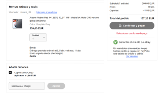 Xiaomi Redmi Pad 4+128GB 10,61" WiFi 8000mAh por 167,20€