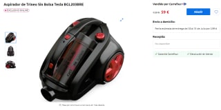 Aspirador de Trineo Sin Bolsa Tesla BGL203BRE por 59€