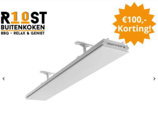 €100 korting op Heatstrip Elegance 1800 Watt Heater bij Roost Buitenkoken